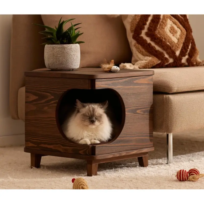 Casa per gatti in legno Premium con letto mobili moderni in legno per gatti rifugio per animali domestici per cani casa per animali domestici autoportante