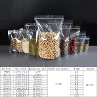 Sachet refermable transparent de qualité alimentaire 14*20+4cm avec fermeture éclair, en PET+CPP, pour l'emballage de noix, de snacks et de fruits secs