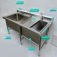 Équipement de cuisine commerciale Évier à bassin unique en acier inoxydable 304 extra large pour la décongélation et le lavage des légumes Plat approfondi