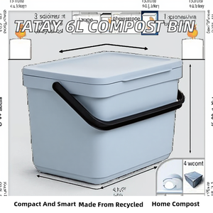 Poubelle à compost de cuisine TATAY 6L |   Support de compostage intelligent pour cuisine avec couvercle |   Conception fonctionnelle compacte |   Matériaux 100% recyclés | - Product Image 3