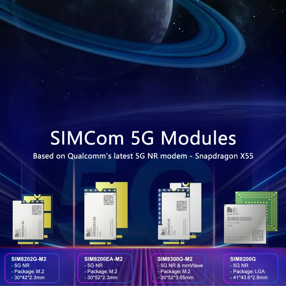 Simcom SIM8202G-M2 Multi-Band Nr/LTE-FDD/LTE-TDD/Hspa 5G Module SIM8202G 5G Nsa/sa