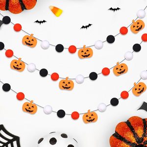 Tema de Halloween Banner 8,3 pies Negro Blanco Naranja Pom Guirnalda Calabaza Colgante Pompón Decoraciones Fieltro Bola Guirnalda - Product Image 5