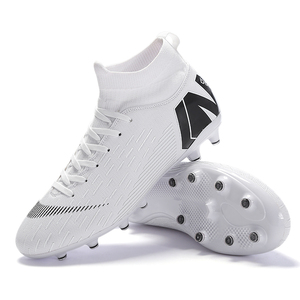 Chaussures de football hautes mi-hautes à lacets chaussures de football <span class=keywords><strong>Futsal</strong></span> bottes de football FG HG TF PU cuir sport d'équipe garçon hommes femmes - Product Image 3