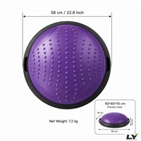 Ballon d'équilibre demi-sphère en PVC de 58 cm pour massage, base antidérapante en ABS, entraîneur de stabilité pour le yoga et le renforcement du tronc, idéal pour l'entraînement à domicile