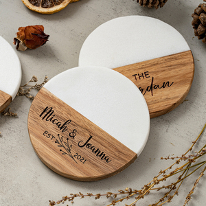 Sous-verres ronds personnalisés avec logo, 4x4 pouces, en <span class=keywords><strong>bois</strong></span> naturel et style marbre, pour café, table en <span class=keywords><strong>bois</strong></span>, sous-verres en <span class=keywords><strong>bois</strong></span> et marbre - Product Image 1