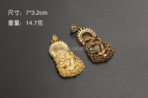 โรงงานโดยตรง CA794เก่าทองเหลืองแกะสลักชิ้นดราก้อนบอลแท็กจี้ทองแดงหยาบพวงกุญแจจี้ - Product Image 6