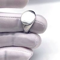 Bague signet ovale classique brillante en argent sterling 925, simple et minimaliste, avec logo personnalisé, cadeau de bijoux