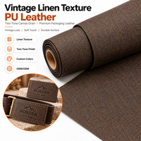 Cuir PU thermochromique effet lin vintage personnalisé, texture toile bicolore, pour étui de téléphone, patch ou étiquette en cuir