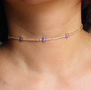 Splendido fiore pieno cz collana girocollo con zirconi collana di moda placcata vecchia 18 carati gioielleria quotidiana per donna ragazza - Product Image 2