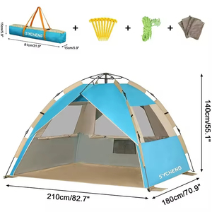 Tienda de campaña automática de apertura rápida directa del fabricante, tela recubierta de plata, tienda de playa impermeable, estructura de un dormitorio - Product Image 2