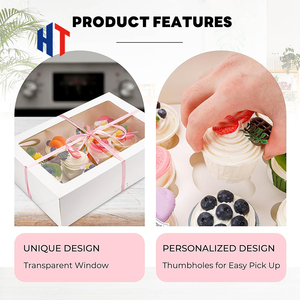 Tùy chỉnh thiết kế kích thước Cookie cupcake đóng gói Bìa hộp <span class=keywords><strong>Cup</strong></span> bánh hộp - Product Image 5