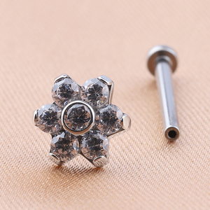 Nuovissimo <span class=keywords><strong>Piercing</strong></span> Labret in Titanio F136 con Zirconi, Orecchini a Perno per <span class=keywords><strong>Donna</strong></span>, Gioielli per <span class=keywords><strong>Piercing</strong></span> - Product Image 3