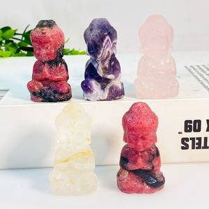 Hotsale naturel de haute qualité sculpté à la main matériaux mixtes petites sculptures de <span class=keywords><strong>bouddha</strong></span> rose rêve améthyste guérisseur doré pour la décoration - Product Image 5