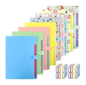 Custom Logo Letter Size 5 Pockets Cute Expanding File Folder Portable File Organizer For School Office Supplies