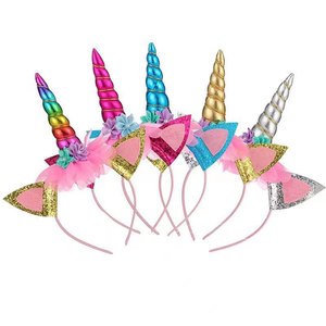 Fascia per capelli all'ingrosso in tessuto morbido alla moda fascia per capelli decorazione fiore per bambini accessori per capelli unicorno - Product Image 1