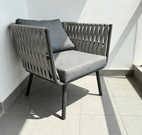 Fauteuil d'extérieur en corde tressée avec coussin pour patio, jardin, balcon