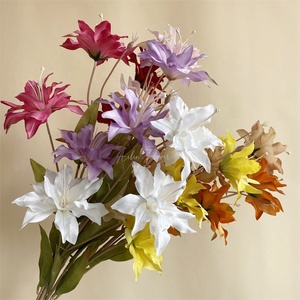 A-904 <span class=keywords><strong>automne</strong></span> Style soie artificielle araignée lys fleurs 3 têtes lys plante fleur ampoules lys pour la décoration de la maison - Product Image 3
