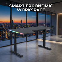 Bureau de jeu et d'apprentissage AOR au design moderne en L, silencieux, avec mémoire, relevable, pour e-sport, avec effets RGB multiples, vente en gros usine