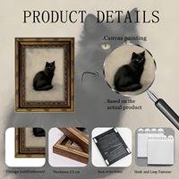 Tableau mural chat noir gothique encadré or, impression sur toile vintage Dark Academia Halloween, échantillons OEM ODM prêts en moins d'une journée