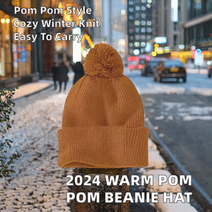 Nuevo Gorro de Invierno para Mujer, Diseño de Moda con Estampado Digital, Tejido de Punto, Color Sólido, Cálido, para Viajes - Product Image 2