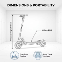 Patinete Eléctrico Dualtron MINI 45 km/h, Plegado Fácil y Rápido, Resistente a Impactos, Impermeable con Grado de Protección IPX5, Patinete Eléctrico de Alto Rendimiento