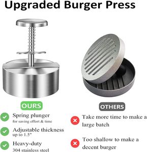 조정 가능한 햄버거 프레스 패티 메이커 그릴 패티 버거 메이커 금형 스테인레스 스틸 수동 버거 프레스 햄버거 패티 메이커 - Product Image 2