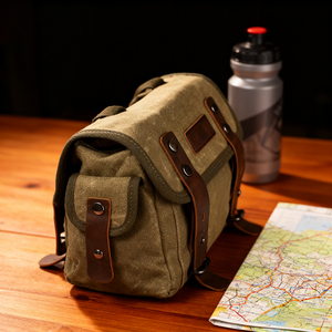 Fabricant OEM/ODM toile + sac de selle de <span class=keywords><strong>vélo</strong></span> en <span class=keywords><strong>cuir</strong></span> véritable sac à outils de cadre de <span class=keywords><strong>vélo</strong></span> de style <span class=keywords><strong>vintage</strong></span> pour hommes avec logo en relief - Product Image 5