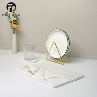 Feepop Plateau multifonctionnel contemporain rectangulaire en diatomite écologique de 9 mm d'épaisseur, absorbant l'eau et le savon, pour salle de bain et évier de cuisine