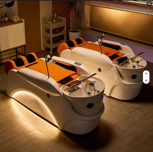 เตียงสระผมสปาคุณภาพดีที่สุด พร้อมอ่างล้างผมในร้านเสริมสวย เตียงสระผมปรับเอนด้วยไฟฟ้า ระบบหมุนเวียนน้ำ พร้อมเครื่องอบไอน้ำที่ศีรษะ - Product Image 1