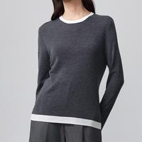 Pull en cachemire haut de gamme pour femme, col rond, tricot fin, collection automne 62462
