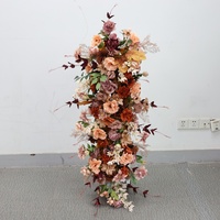 Vente en gros de chemin de table en fleurs orange et rouges, arrangement floral artificiel pour mariage, scène, fête, décoration d'événements