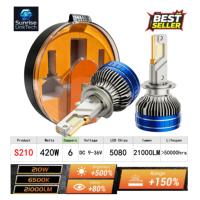 SunRise S210 Auto-LED-Scheinwerfer 9006 12V 420W 21000LM 6500K 6 Kupferrohre Neu IP67 Wasserdicht Hohe Helligkeit Plug-and-Play