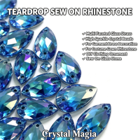 Perles de cristal en strass à coudre en forme de goutte d'eau, verre multi-facettes pour vêtements, robes, bijoux, décoration DIY