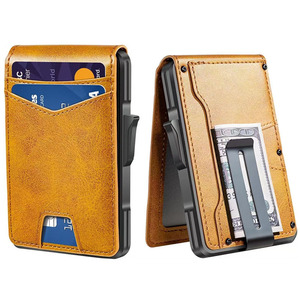 Estuche para Tarjetas <span class=keywords><strong>de</strong></span> Aluminio con Protección RFID y Compartimento para Efectivo, Cartera Delgada con Apertura Automática, Tarjetero Minimalista, Portamonedas - Product Image 3