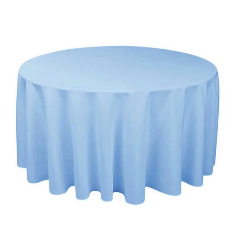 Mantel redondo de poliéster hilado liso personalizado resistencia a la contracción superior mantel de mesa de comedor