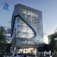 Façade 3D en aluminium, mur-rideau perforé en aluminium personnalisé, projet de panneau en forme de diamant pour l'extérieur