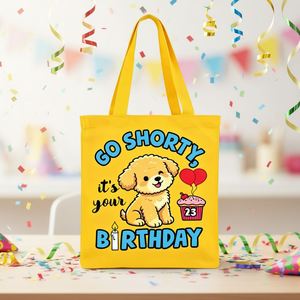 Birthday Party Gift Custom Heavy Canvas Book <b>Bag</b> Full <b>Side</b> and Bottom Gusseted Canvas Tote <b>Bag</b> - Product Image 1
