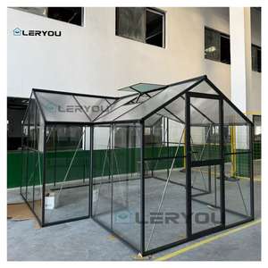 دفيئة زجاجية خارجية بإطار ألومنيوم على شكل حرف T للحدائق، سهلة التركيب، غرفة شمسية زجاجية للحديقة الخلفية، مجموعات أدوات للزراعة - Product Image 3