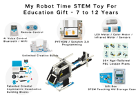 My Robot Time, Kit de Robot de Codificación STEM, Programación por Bloques, Control por Voz con IA, Juguete Educativo de Robótica Compatible con Bloques de Construcción