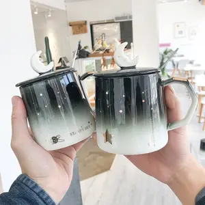 Kore tarzı yaratıcı çift Set öğrenciler iyi geceler lüks seyahat kahve kupaları Logo renk değiştiren arıtma kupası