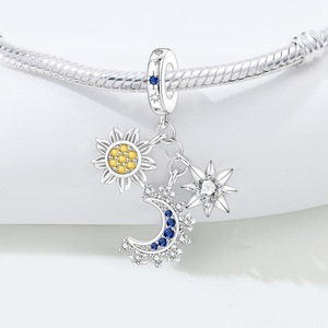 Colgantes de la Serie Sol Luna Estrella Tarot Octagrama <span class=keywords><strong>S925</strong></span> <span class=keywords><strong>ALE</strong></span>, Abalorios de Moda para Joyería DIY, Accesorios para Pulseras de Mujer - Product Image 5