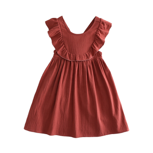 Vestido Casual de Verano para Bebés y Niñas Pequeñas, Cuello Redondo, Estampado Floral, Mangas con Volantes, Largo hasta la Rodilla, de Lino y Algodón - Product Image 2