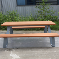 Longue table de pique-nique en bois commerciale d'extérieur avec bancs Ensemble de meubles de jardin pour porte extérieure Table basse rectangulaire pour patio extérieur