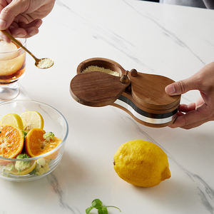 Casa naturale legno di Acacia 2 in 1 Sugar Keeper condimento in legno sale sale scatola cantina con coperchio - Product Image 3