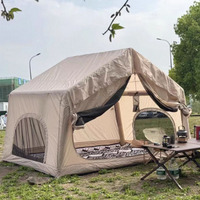 6.3 ㎡   Tente Gonflable de Luxe Portable pour Crête de Toit, Tente de Camping Extérieure Imperméable Quatre Saisons à Montage Rapide en PVC et Tissu Oxford, Cabane Familiale