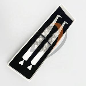 Pince à épiler d'extension de cils en acier inoxydable japonais avec volume de botte avec design en forme de cœur avec poignée en diamant cils pointus durables - Product Image 1