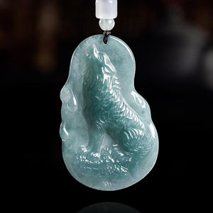 Pendentif en jadéite naturelle bleu eau de loup pour hommes et femmes, certificat d'évaluation, design original E054 - Product Image 1