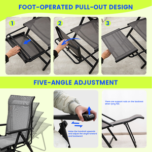 Chaise de plage pliante d'extérieur au design moderne avec accoudoir rigide réglable, chaise-lit de camping en métal et tissu <span class=keywords><strong>pour</strong></span> la pêche et la randonnée - Product Image 4
