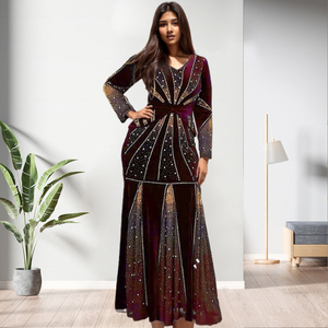 Robe de soirée élégante de haute qualité à manches longues et à perles, robe de soirée formelle pour femmes, mode féminine - Product Image 2