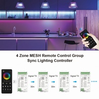 C100A Aipin Contrôleur LED RGBWC 4 Zones MESH à Changement de Couleur, Mini 2.4G Tuya Smart, PWM 12/24V, 30M, IP20, 360W, avec Fonctionnalités de Groupe et de Synchronisation à Distance